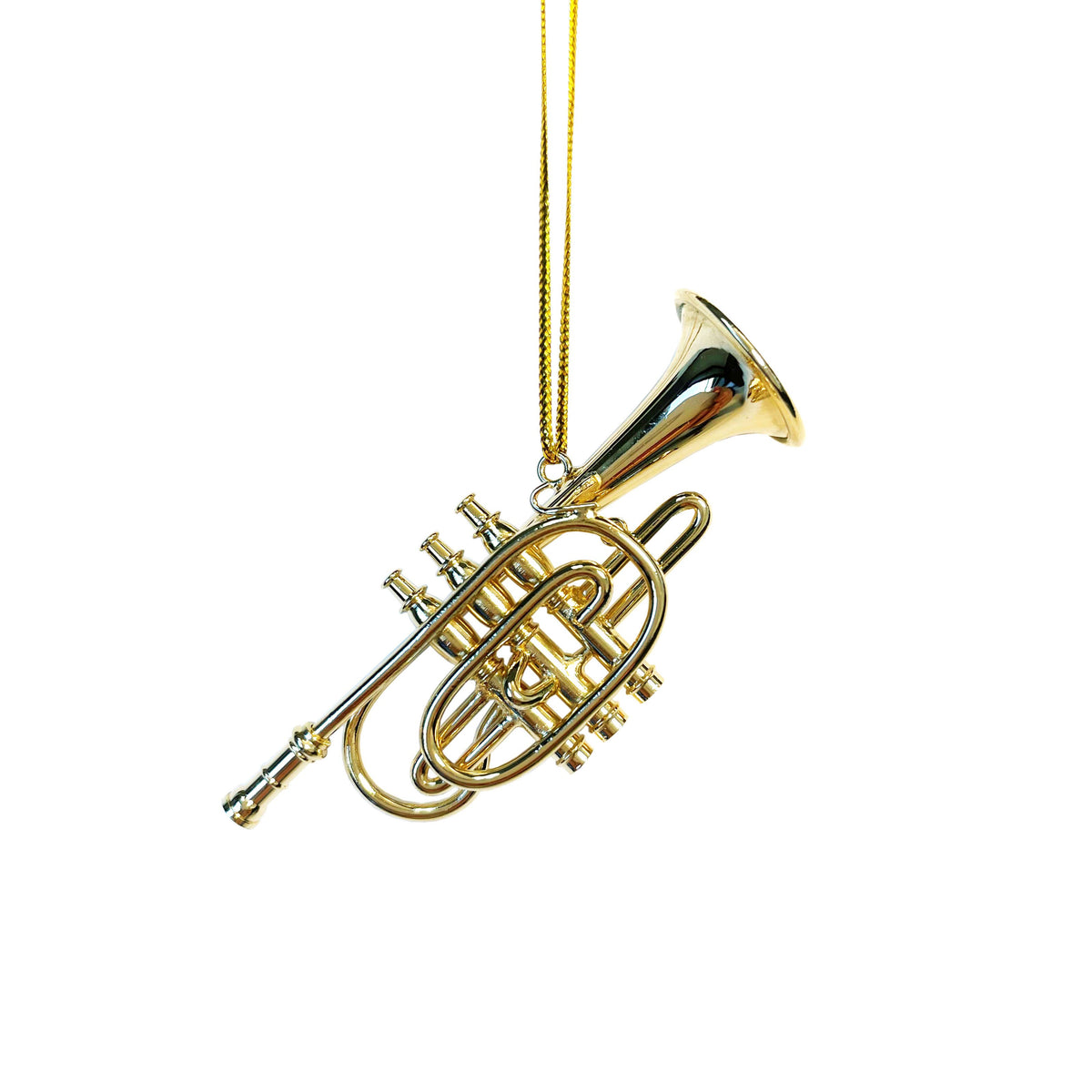 3" Gold Brass Cornet Ornament