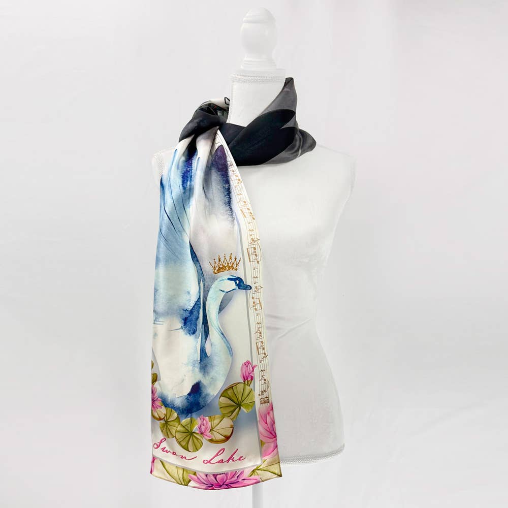 Swan Lake Oblong Silk Scarf Ballet Music Tchaikovsky