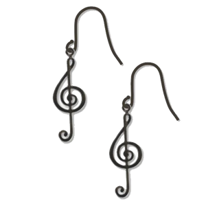 Treble Clef Earrings - Hematite Finish