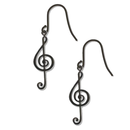 Treble Clef Earrings - Hematite Finish