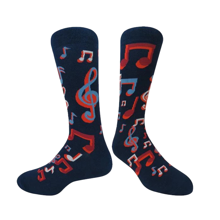 Musical Notes Socks - Navy Blue